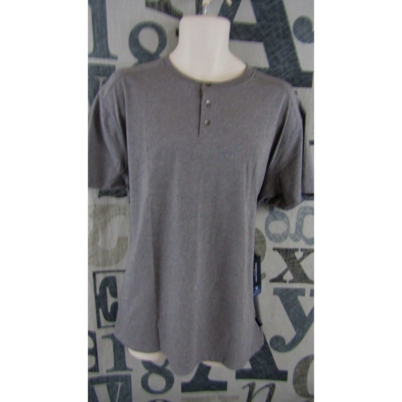 NEW Kenneth Cole Henley Shirt Men 2XL Slim Fit Gray Heather 4-Way Stretch $49 - Picture 1 of 9